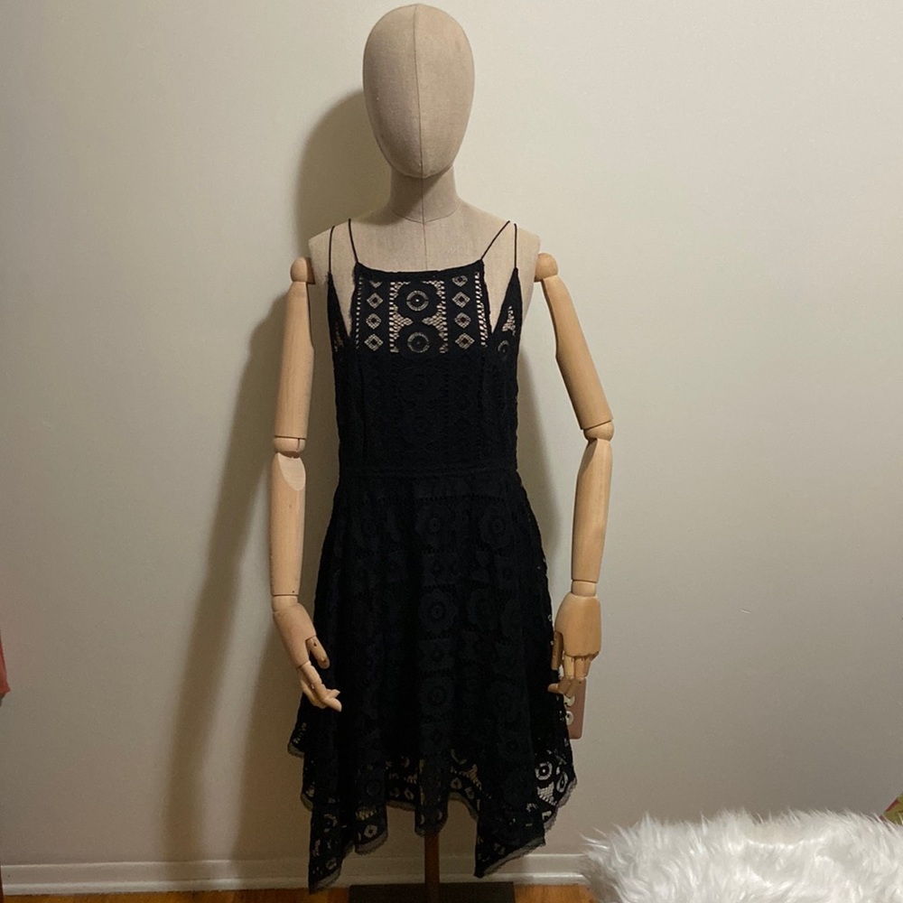 Free People Black Lace Dress size 12    D9